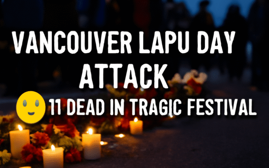 Vancouver Lapu Lapu Day Attack memorial with lit candles and flowers, 11 dead at Filipino festival