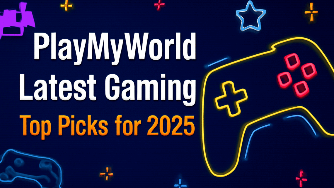 PlayMyWorld latest gaming 2025 top picks featured image with neon gaming icons and controller