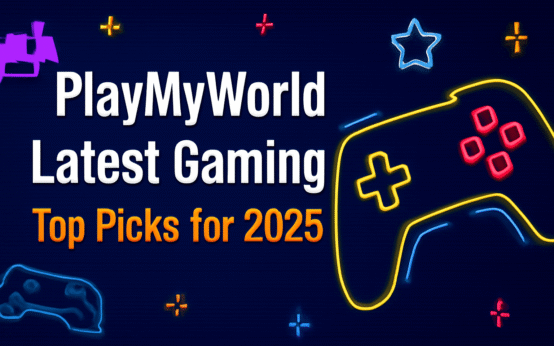 PlayMyWorld latest gaming 2025 top picks featured image with neon gaming icons and controller