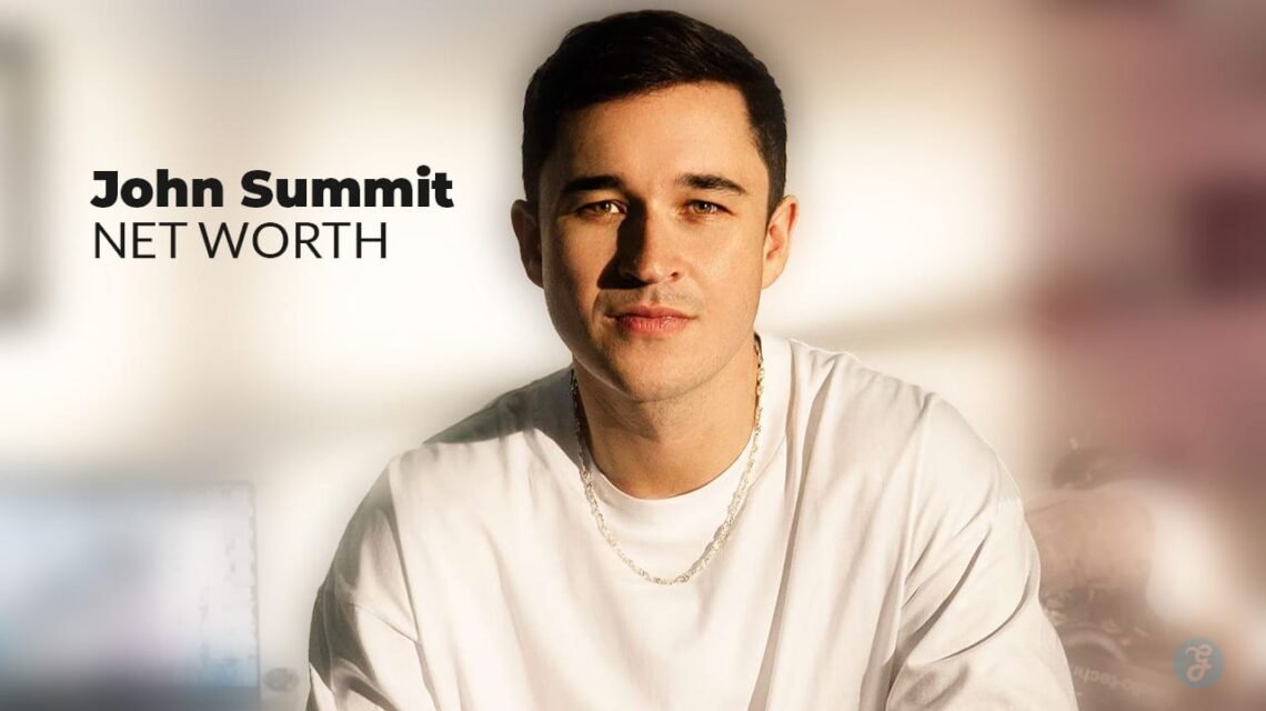John Summit Net Worth 2025 - DJ and music producer John Summit posing for a portrait with the text 'John Summit Net Worth' in bold letters.
